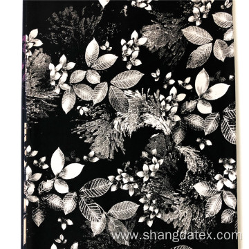 Popular Nice Leaf Design Black Discharge Rayon Printing